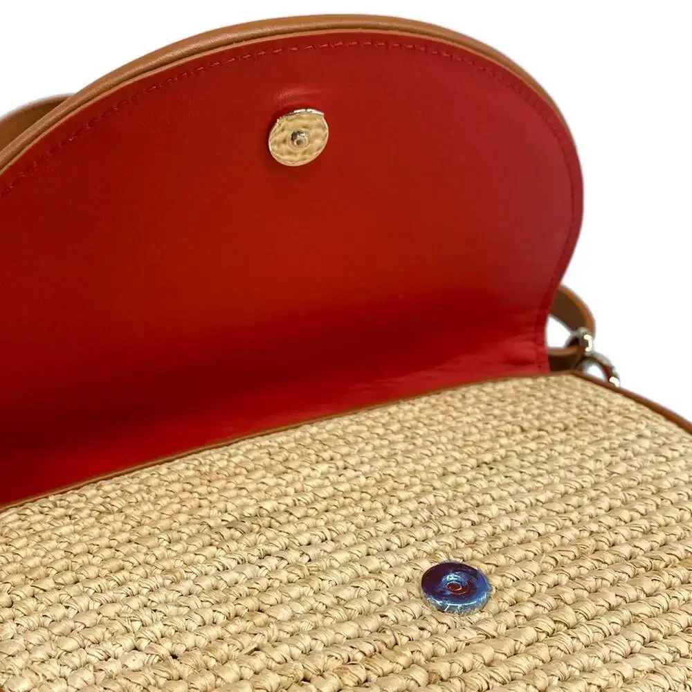 Christian Louboutin buy my side Shoulder Bag 1245248 Beige Brown Raffia Leather